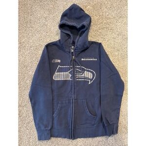 Majestic Full Zip Hoodie Women M Navy Seattle Seahawks Fan Fashion NFL Fleece